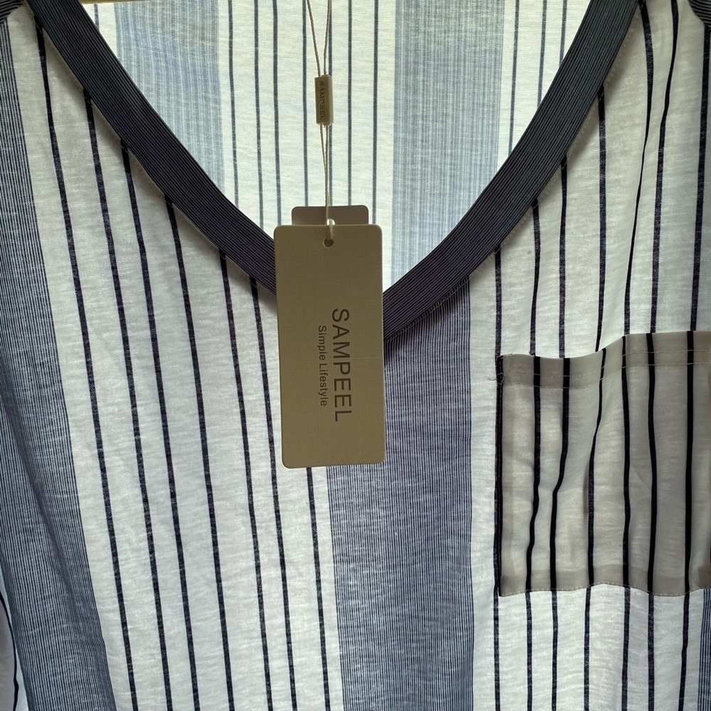 Classic blue and white striped Summer blouse, NWT